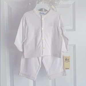 Ralph Lauren Two Piece Dylan Pant Set White 9 mo